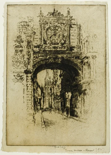 Grosse Horloge, Rouen by Joseph Pennell, print, 1907
