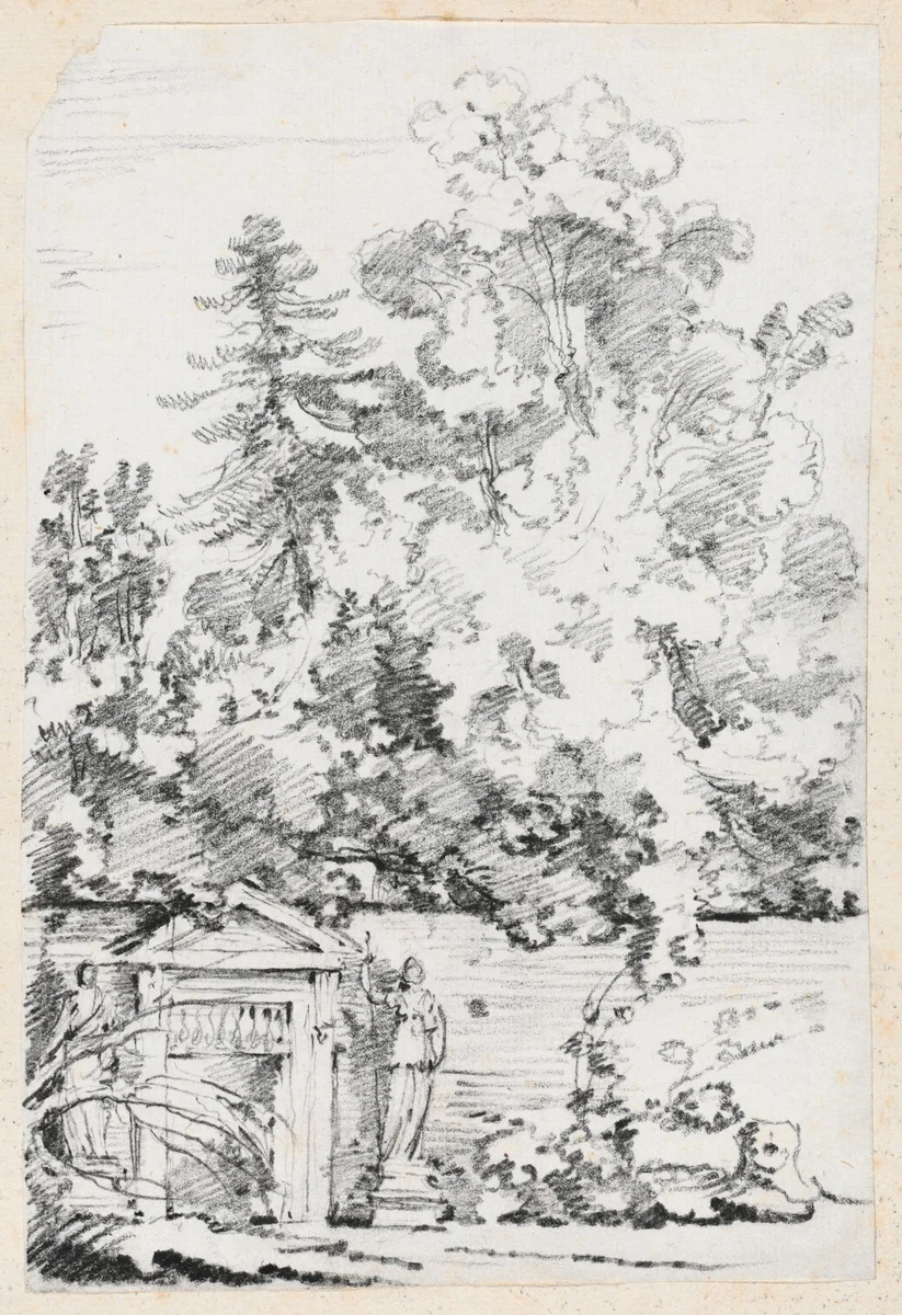 Entrance to a Walled Garden by Joseph-Marie Vien, drawing, 1744-1750