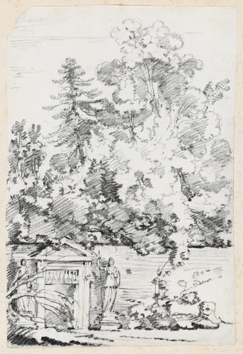 Entrance to a Walled Garden by Joseph-Marie Vien, drawing, 1744-1750