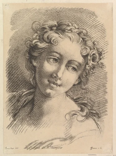 Head of a Woman by Jean Charles François, print, 1748-1769