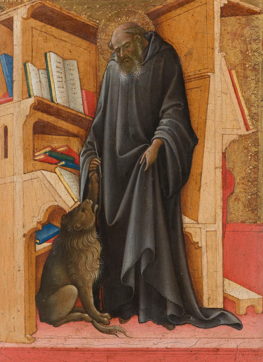 Saint Jerome in his Study by Lorenzo Monaco, painting, 1420