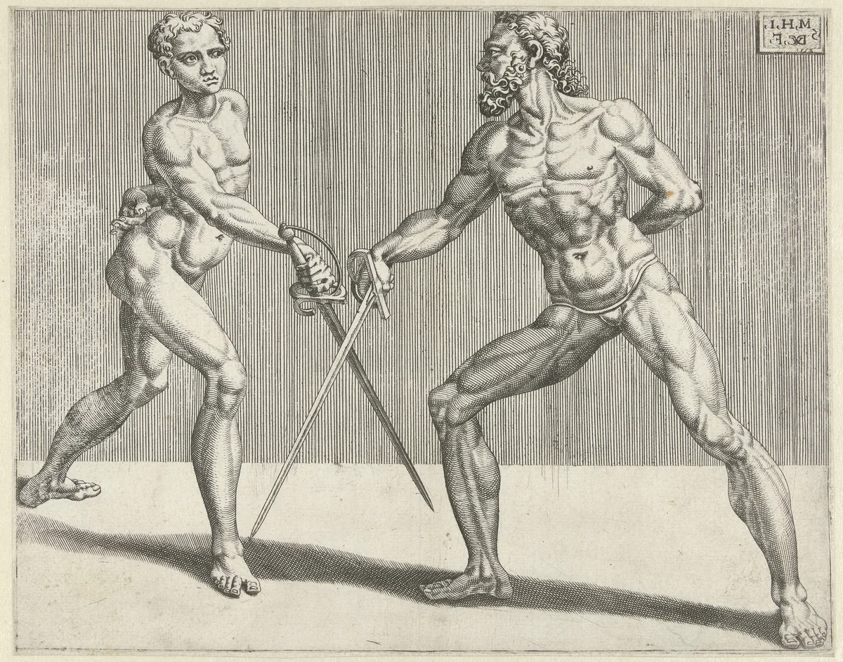 Twee zwaardvechters by Unknown, print, 1552