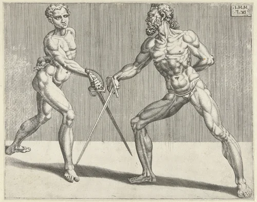 Twee zwaardvechters by Unknown, print, 1552