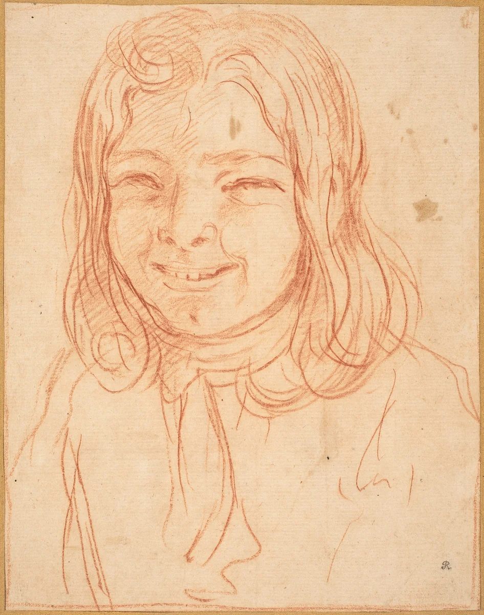 A Smiling Boy with Flowing Hair by Italian 17th Century; Italian 18th Century, drawing, 1695-1705