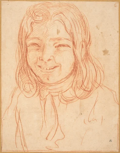 A Smiling Boy with Flowing Hair by Italian 17th Century; Italian 18th Century, drawing, 1695-1705