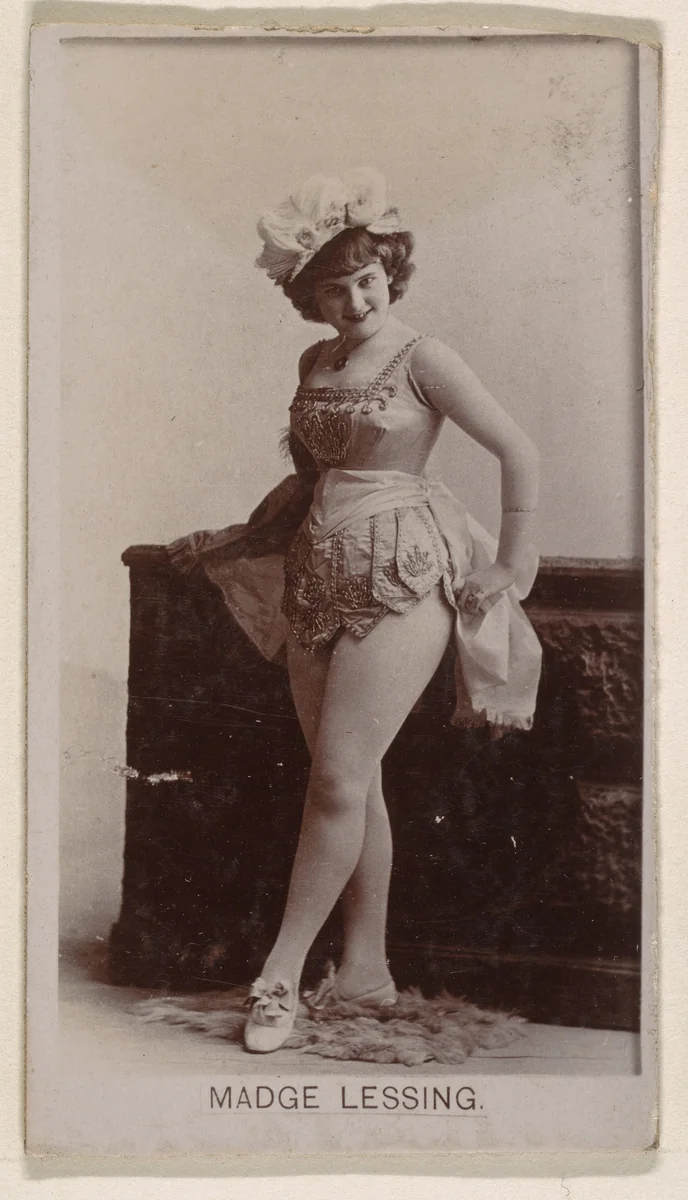 Madge Lessing, from the Actresses series (N245) issued by Kinney Brothers to promote Sweet Caporal Cigarettes by Kinney Brothers Tobacco Company, photograph, 1890