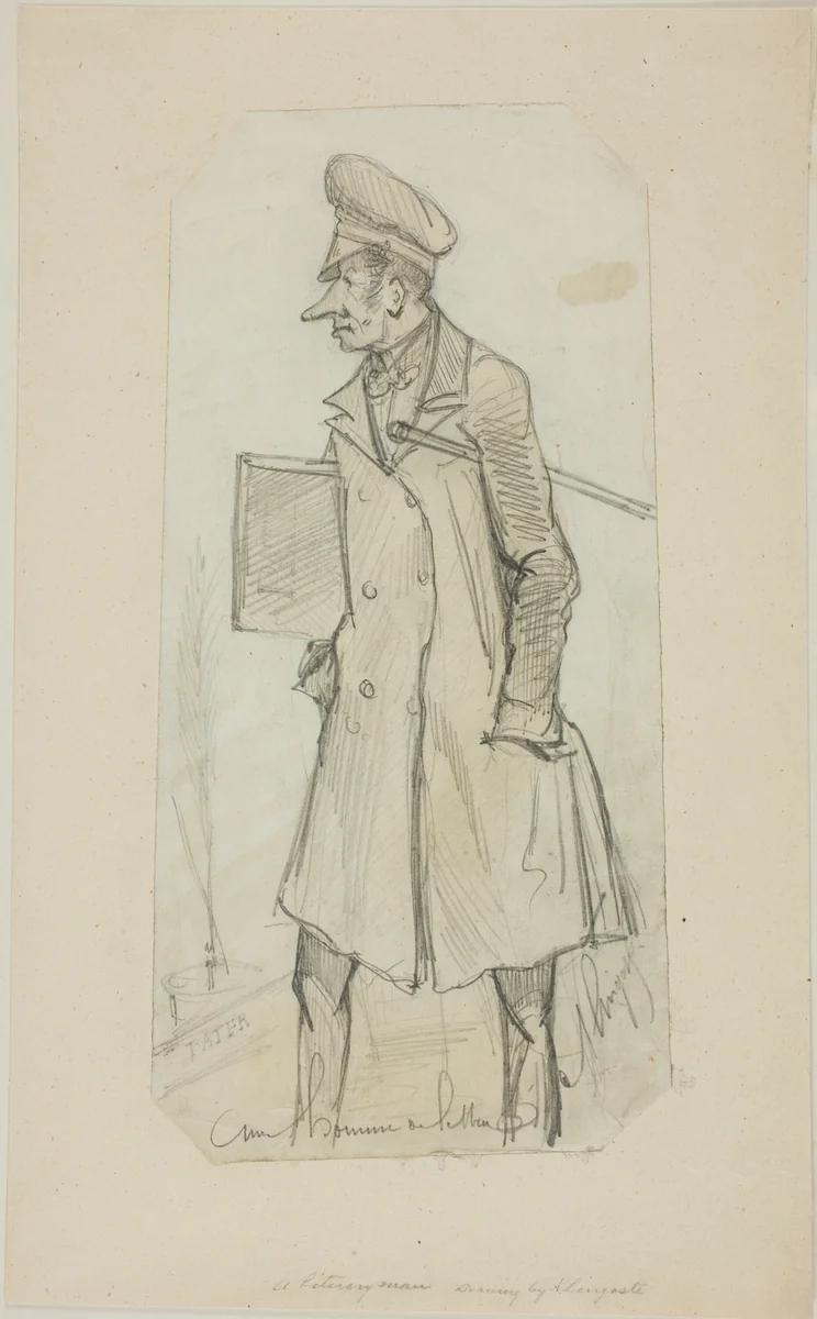 Caricature of Scholar by A. Lingoste, drawing, 1800-1927