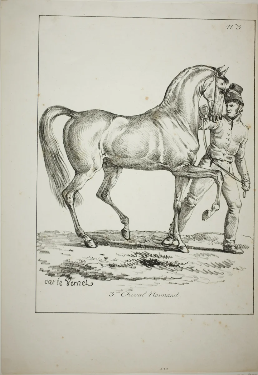Royal Guard, Norman Cavalier, not in Full Dress, and Horse, No. 3 by Carle Vernet, print, 1813-1823