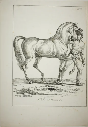 Royal Guard, Norman Cavalier, not in Full Dress, and Horse, No. 3 by Carle Vernet, print, 1813-1823