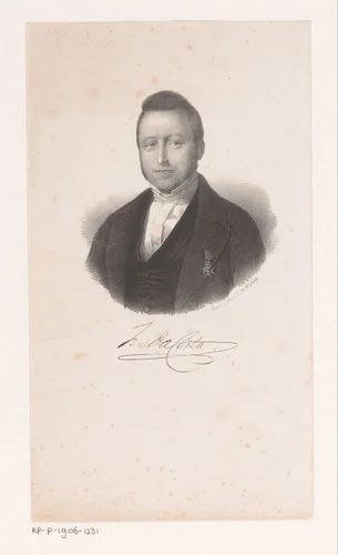 Portret van Isaäc da Costa by anonymous, print, 1847-1865