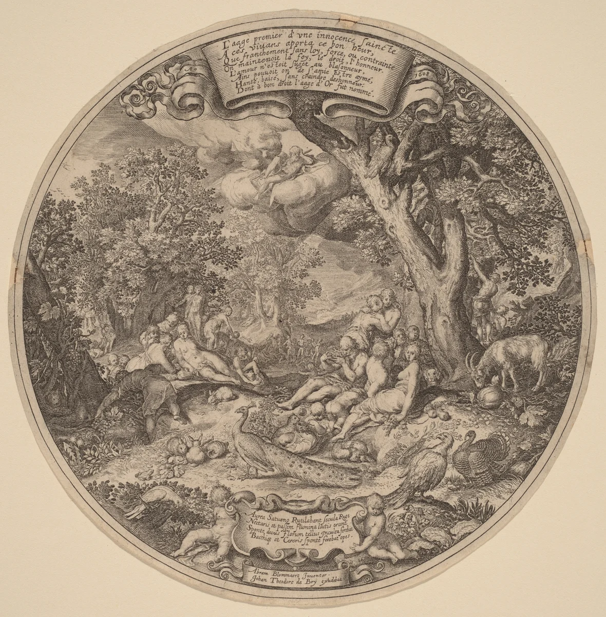 The Golden Age by Johann Theodor de Bry; Abraham Bloemaert; Nicolaes de Bruyn, print, 1608