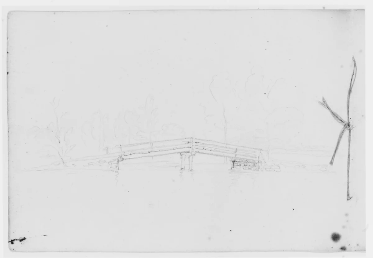 Bridge in Landscape (from Sketchbook) by Asher Brown Durand, artwork, 1796-1886