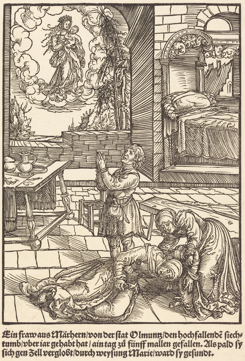 Ein frau aus Marhern ... by Master of the Miracles of Mariazell, print, 1503