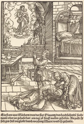 Ein frau aus Marhern ... by Master of the Miracles of Mariazell, print, 1503