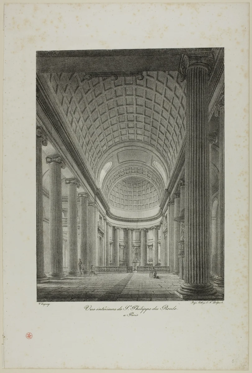 Interior View of St. Philippe du Roule, Paris by Nicolas Chapuy, print, 1810-1858