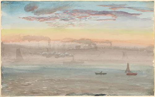 East River, Sunrise by Charles de Wolf Brownell, drawing, 1862