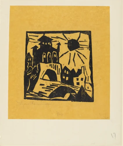 Town Gate, Ribnitz (Das Tor, Ribnitz) by Lyonel Feininger, print, 1918