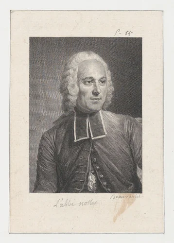 Portrait of Jean Antoine Nollet by Jacques Firmin Beauvarlet, print, 1750-1795