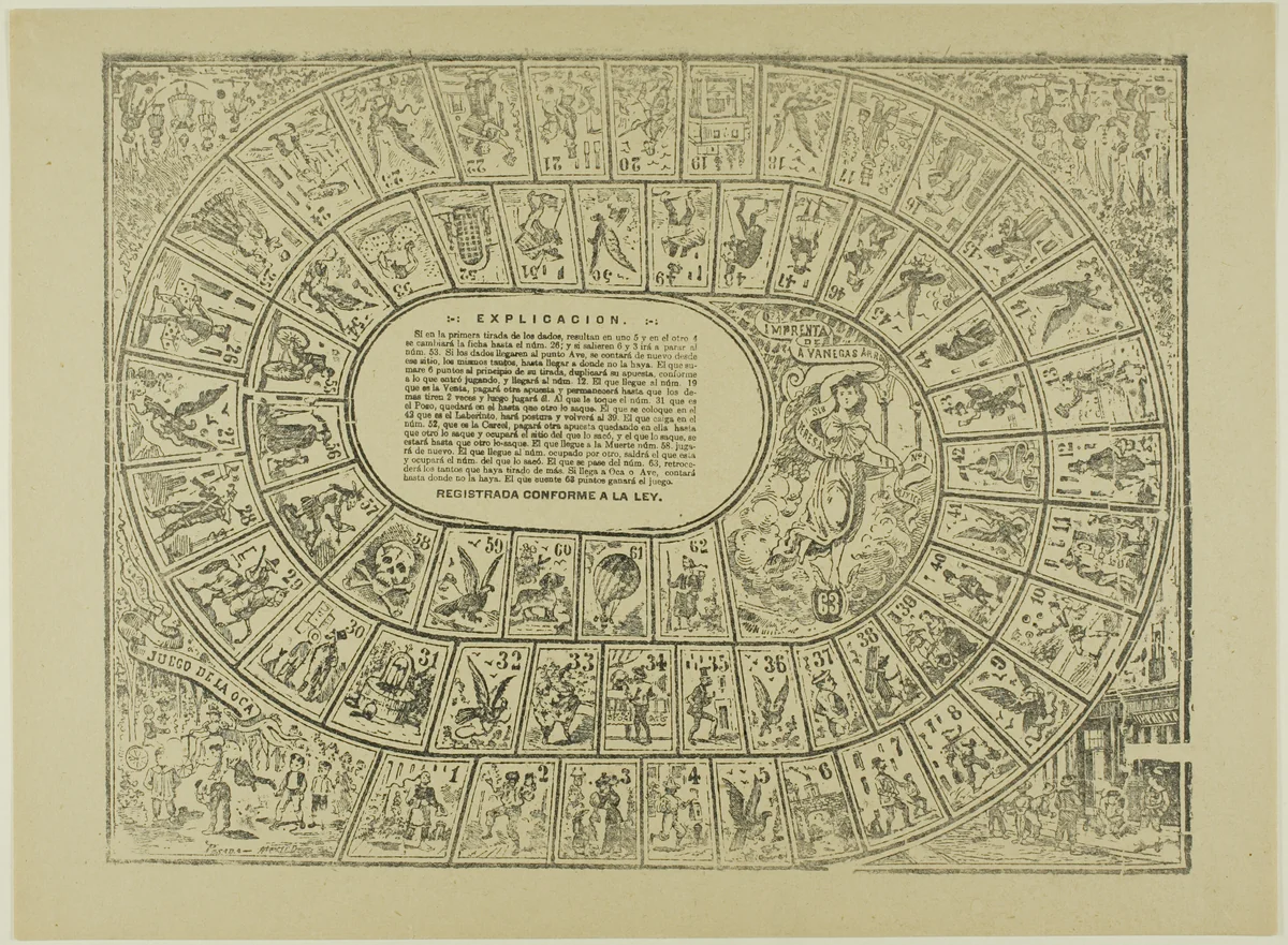 Game of the Goose by José Guadalupe Posada, print, 1904-1913