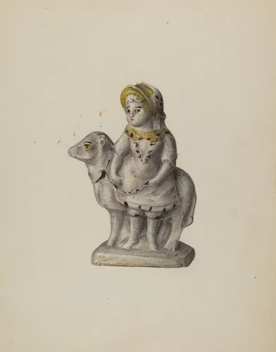 Chalkware Figure - Mary and Her Sheep by Mina Lowry, index of american design, 1939