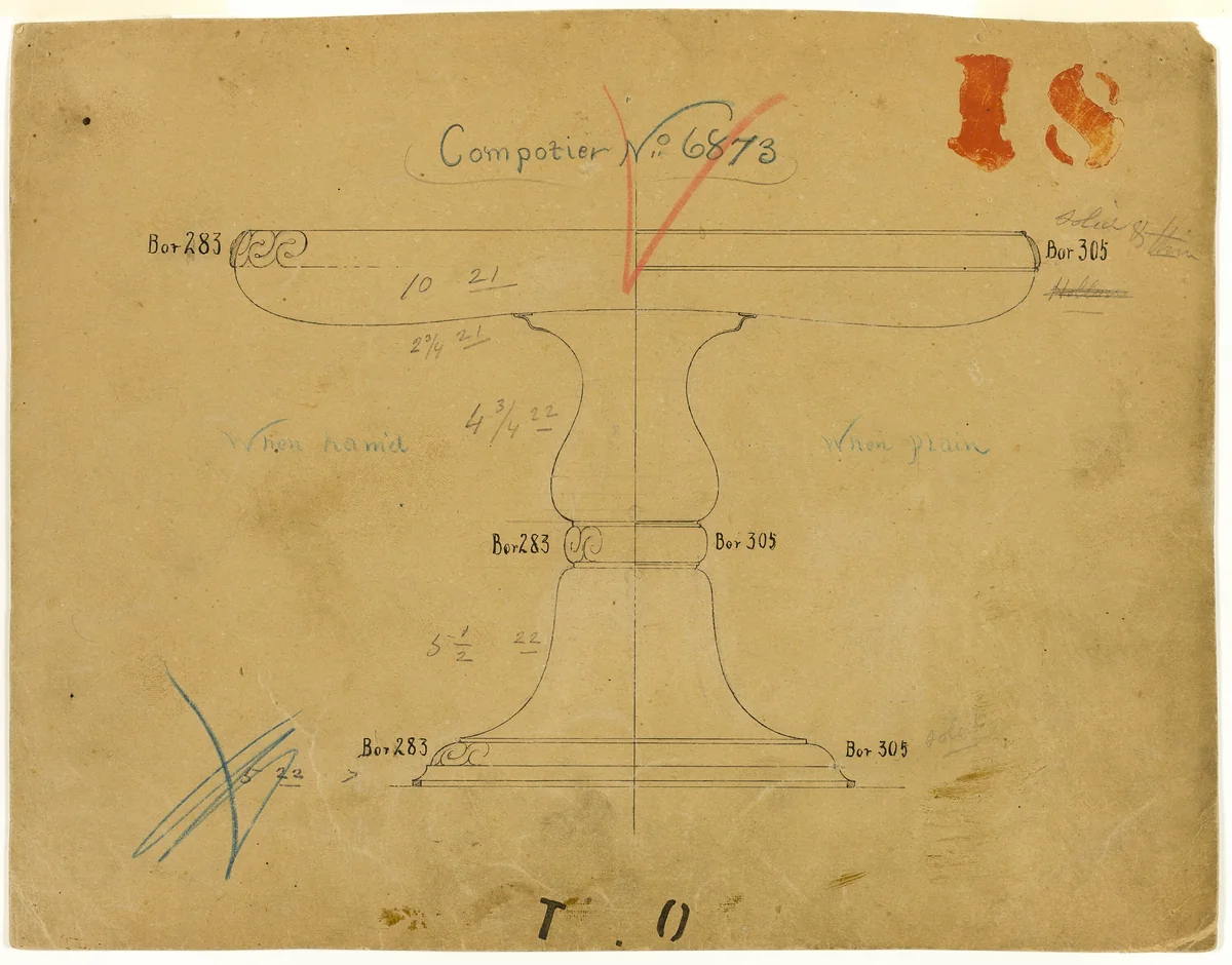 Design for Compotier No. 6873 by Tiffany and Company, print, 1882-1883