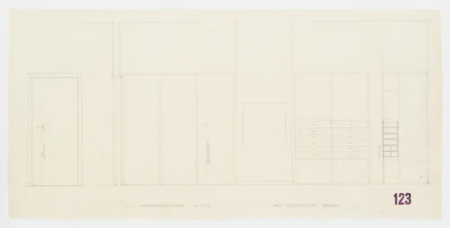 Tugendhat House, Brno, Czech Republic, Cupboard. Elevation, vertical section. by Ludwig Mies van der Rohe, mies van der rohe archive, 1928
