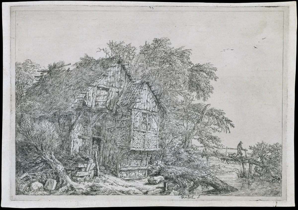 The Little Bridge (Le Petit Pont) by Jacob van Ruisdael, print, 1600-1699