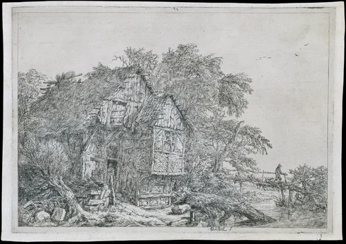 The Little Bridge (Le Petit Pont) by Jacob van Ruisdael, print, 1600-1699