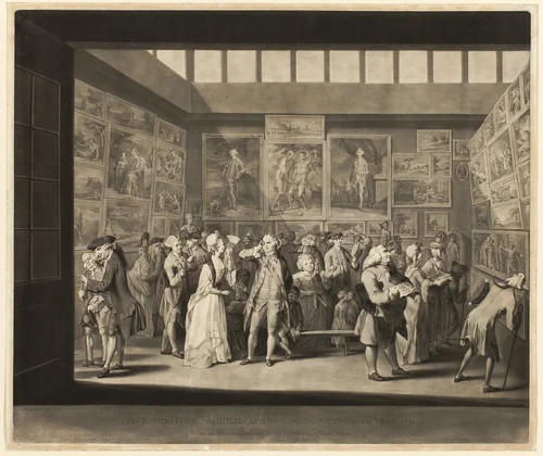 The Exhibition of the Royal Academy of Painting in the Year 1771 by Richard Earlom, print, 1772