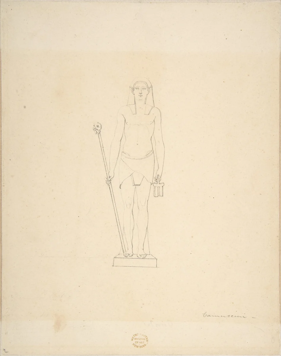 Standing Egyptian Figure by Vincenzo Camuccini, drawing, 1771-1844