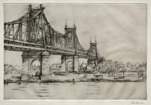 Queensboro Bridge, New York by William George Reindel, print, 1921