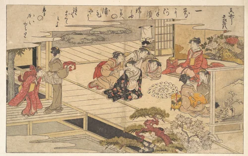 Girls Playing a Game with Shells by Kitagawa Utamaro (喜多川歌麿), print, 1790