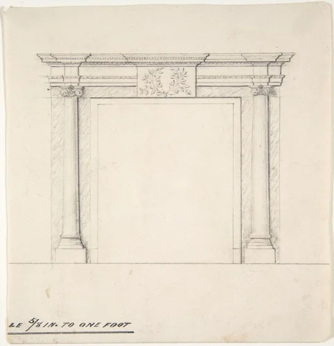 Fireplace Design by anonymous, drawing, 1800-1900