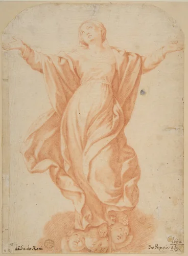 Assumption of the Virgin by Guido Reni, drawing, 1575-1642