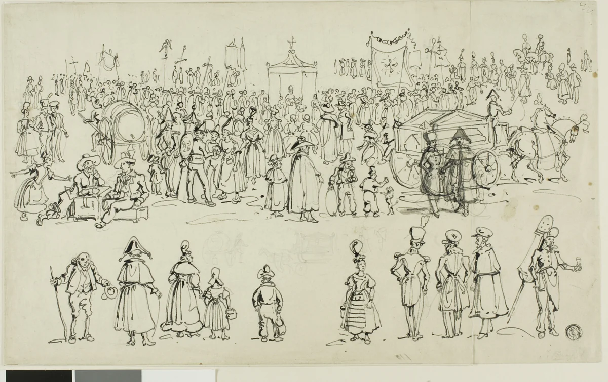 Religious Festival in Northern France, possibly Normandy by John Coney, drawing, 1810-1833