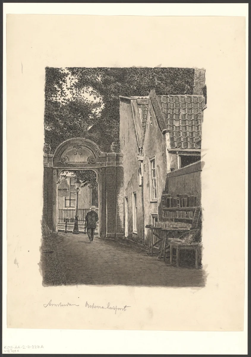 Gezicht op de Oudemanhuispoort by anonymous, drawing, 1900-1975