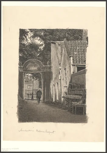 Gezicht op de Oudemanhuispoort by anonymous, drawing, 1900-1975