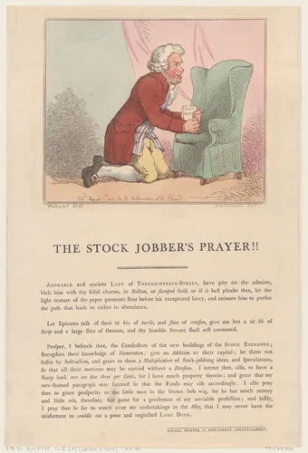 The Stock Jobber's Prayer!! by Thomas Rowlandson, print, 1801