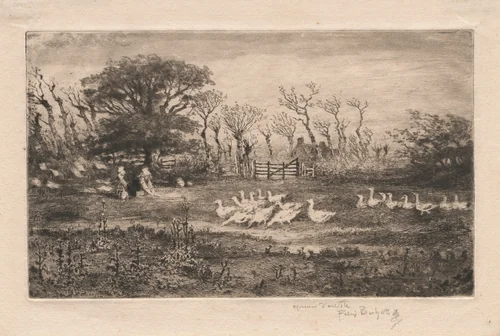 Geese by Félix Hilaire Buhot, print, 1887