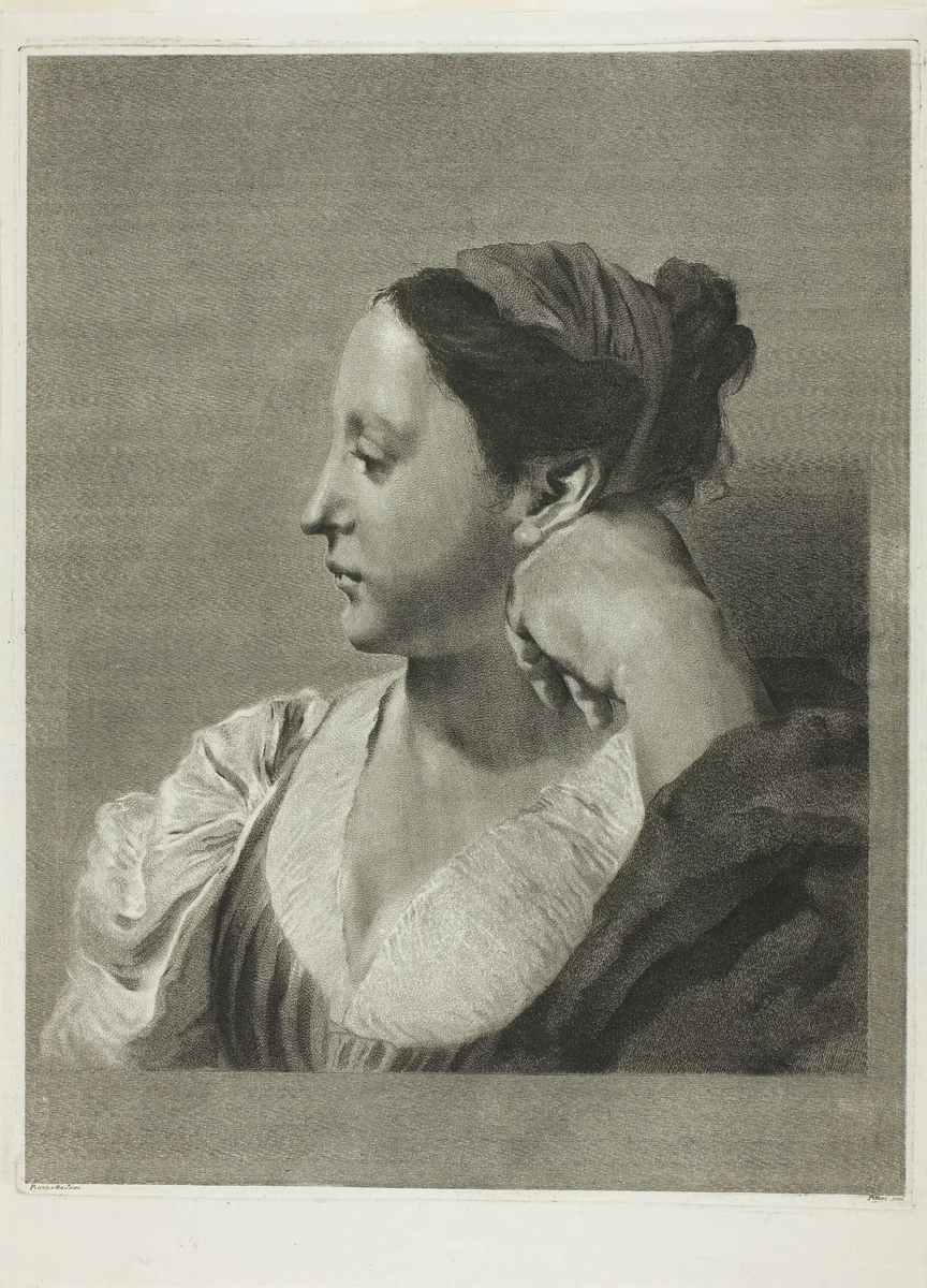 A Young Woman in Profile by Marco Alvise Pitteri, print, 1750-1759