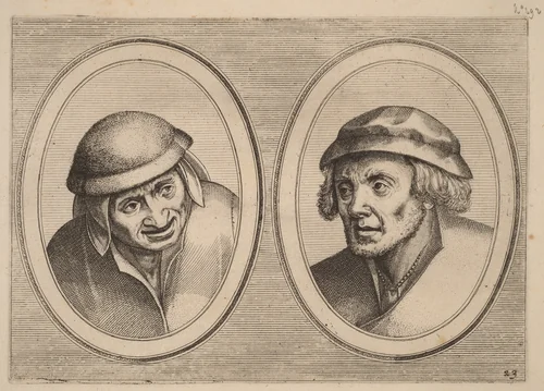 "Ael Pieter-mans" and "Bedorve Sloof om't Geldt" by Johannes van Doetechum
Lucas van Doetechum
Pieter Bruegel
Claes Jansz Visscher, print, 1564-1565