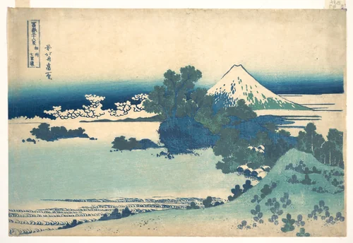 Shichirigahama in Sagami Province (Sōshū Shichirigahama), from the series Thirty-six Views of Mount Fuji (Fugaku sanjūrokkei) by Katsushika Hokusai (葛飾 北斎), print, 1820-1842