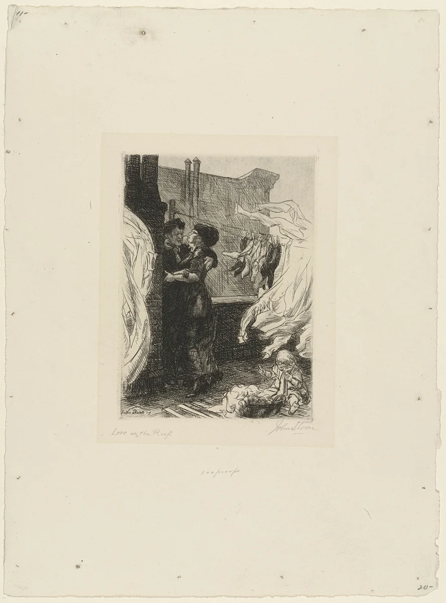 Love on the Roof by John Sloan, print, 1914