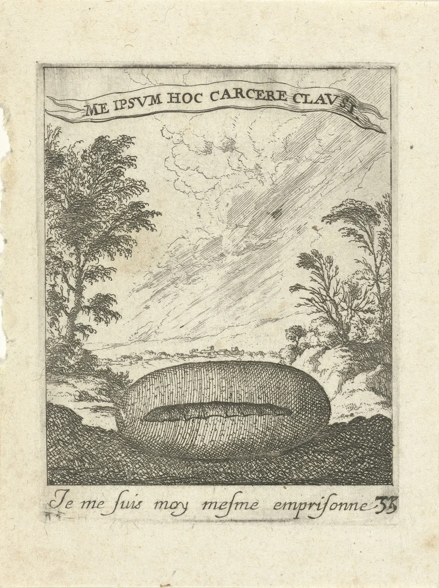Landschap met cocon by Albert Flamen, print, 1672