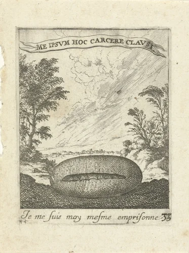 Landschap met cocon by Albert Flamen, print, 1672