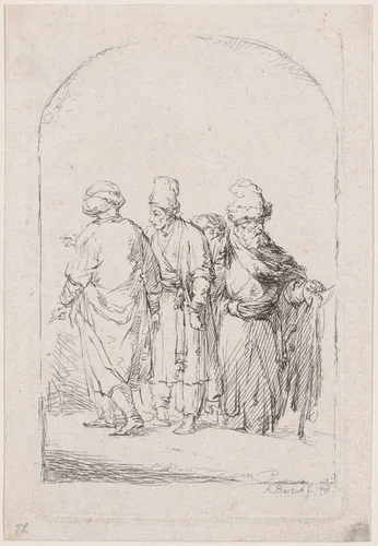 Group of four standing men in oriental costume by Adam von Bartsch, print, 1795