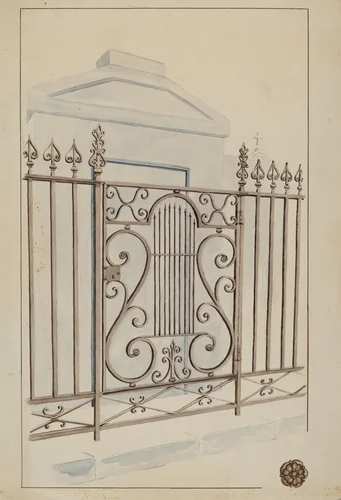 Wrought Iron Gate and Fence by Lucien Verbeke, index of american design, 1936