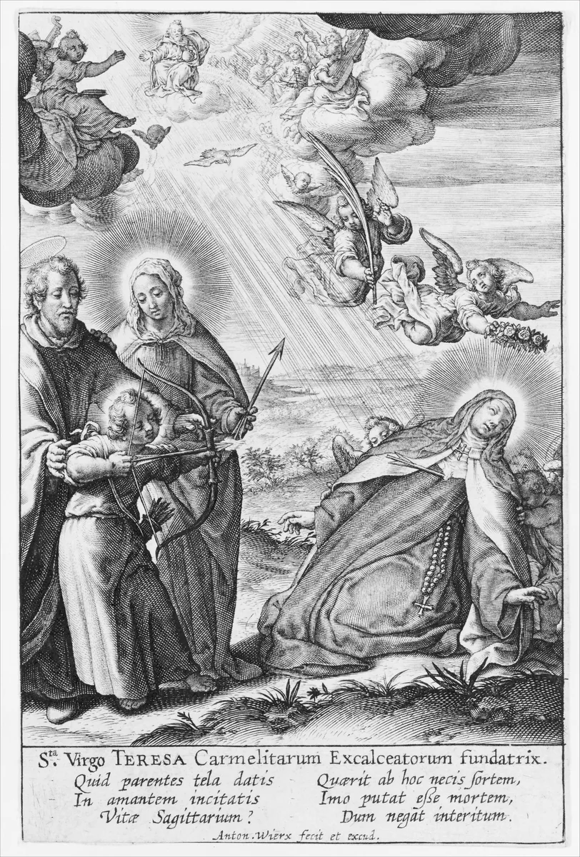 The Ecstasy of St. Teresa by Antonius Wierix, print, 1617-1629