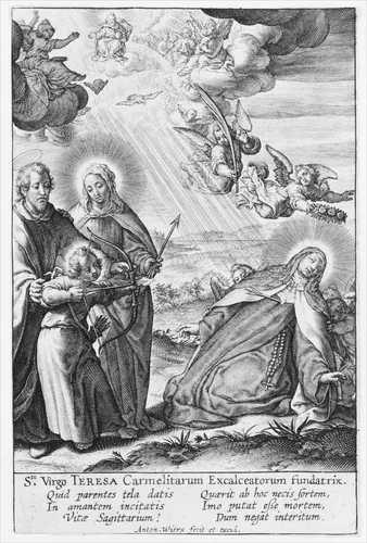 The Ecstasy of St. Teresa by Antonius Wierix, print, 1617-1629
