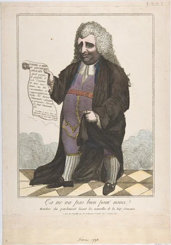 It is Not Going Well For Us: A Member of Parliament Reading the News of the French Republic (Ça ne va pas bien pour nous: Membre du parlement lisant les nouvelles de la Rep[ublique] française) by anonymous, print, 1798